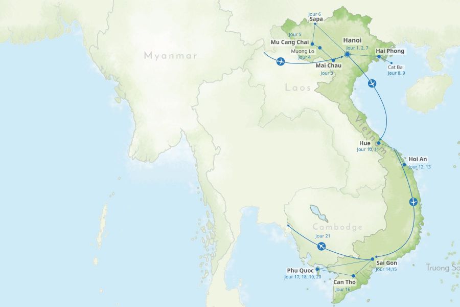 Visite du Vietnam en 3 semaines 21 jours plage et détente