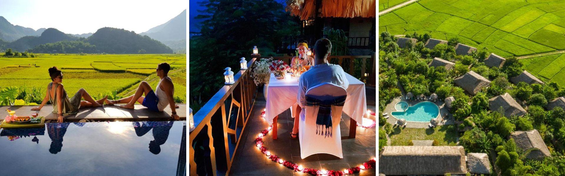 Dîner en amoureux entre rizieres et montagnes, à Mai Chau