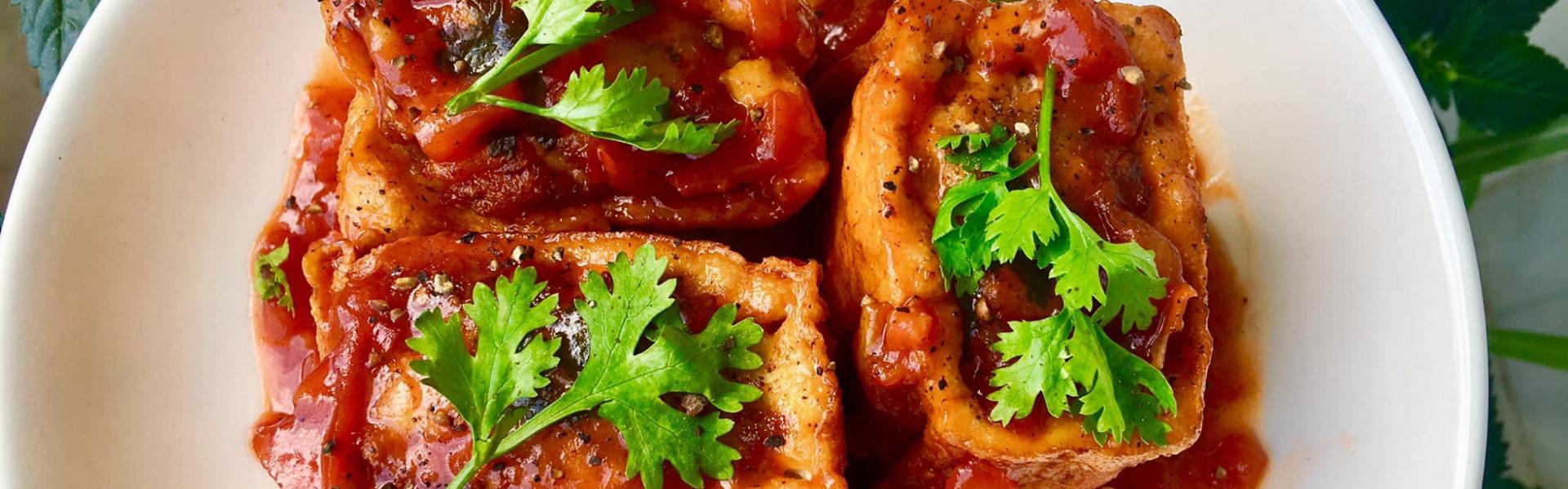 Recette du Tofu farci sauté aux tomates