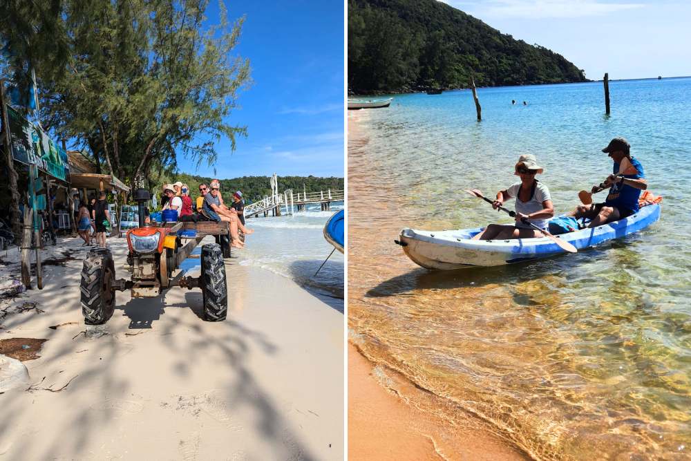 Voyageurs d'Asiatica Travel participent aux activités sur la plage au Cambodge