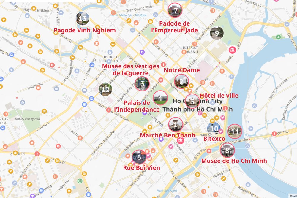 carte touristique ho chi minh ville