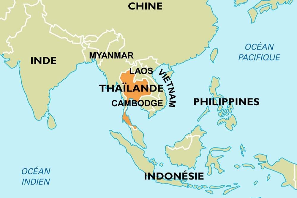 Thaïlande sur la carte du monde