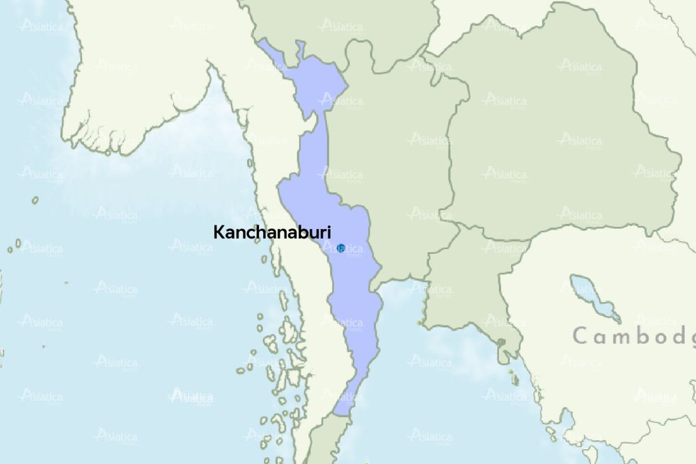 carte de la Thaïlande de l'Ouest avec la province Kanchanaburi