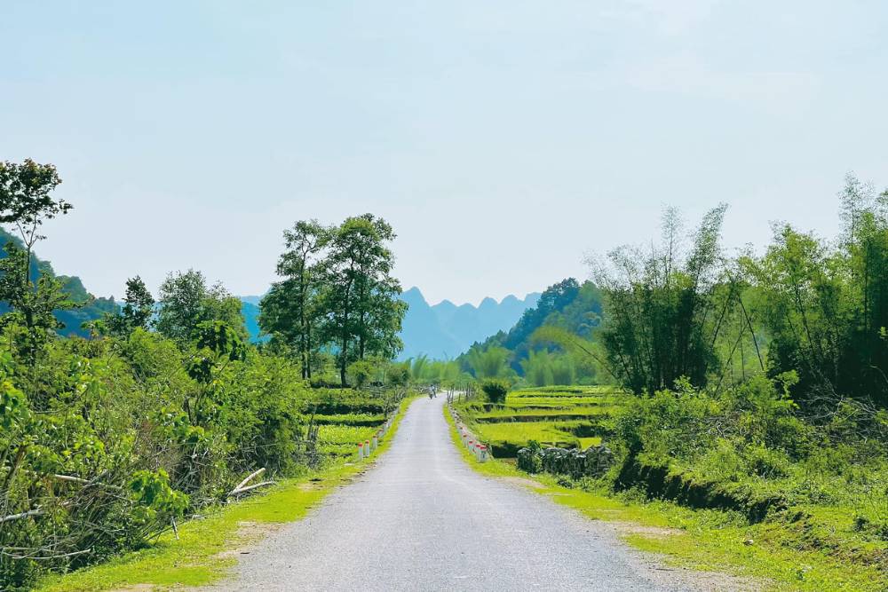 comment aller aux chutes de ban gioc, paysage sur le chemin
