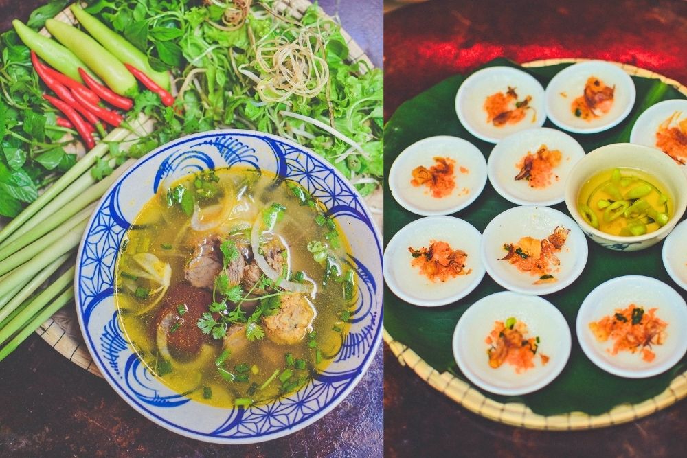 Plats préparés lors du cours de cuisine Hue Inn Side Out