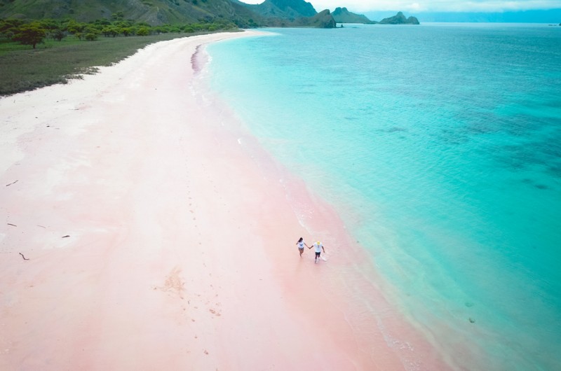 ile, indonesie, voyage, asiatica travel, mer, plage, lombok, plage, sable, rose