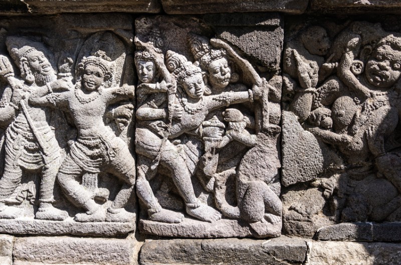 prambanan, temple, java, yogyakarta, indonesie, hindou, voyage, asiatica travel, mur, relief, sculpture