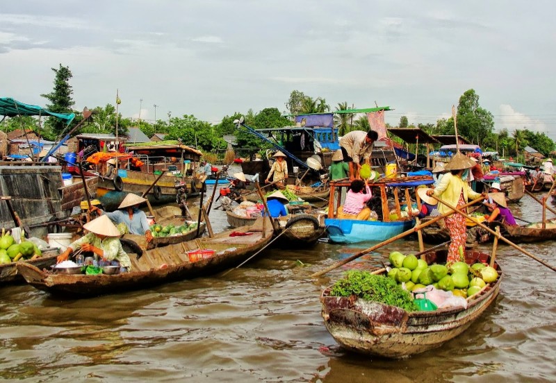 guide de voyage en croisière sur le mékong, voyage vietnam, delta mékong, cai be, marché flottant