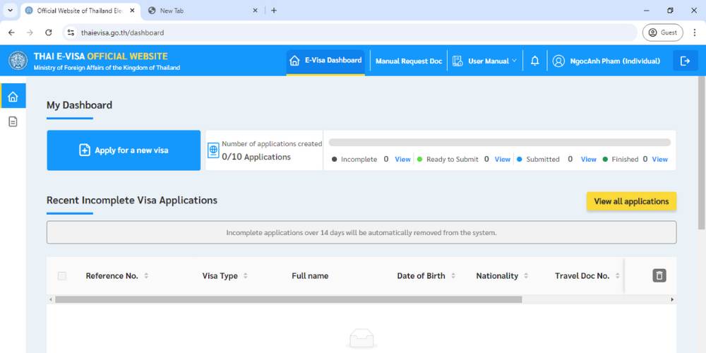 Aller à la page d'accueil du site e-visa Thaïlande pour gérer les demandes