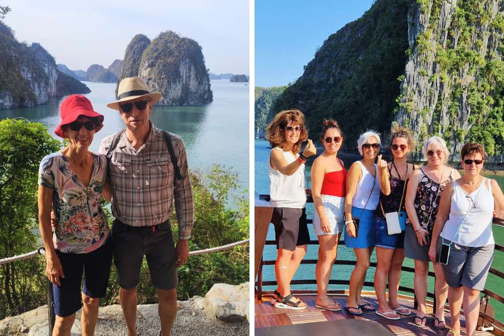 voyageurs dans la baie d'Halong