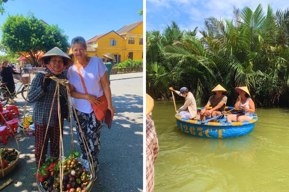 voyageurs à Hoi An et au village de Cam Thanh au Vietnam en octobre