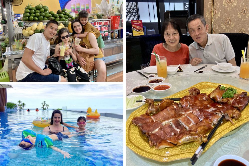 témoignage de Vinh Lien Lu sur Asiatica Travel, Avis des voyageurs d'Asiatica Travel, da nang, boisson, sinh to, piscine, hotel, repas, cochon, saigon